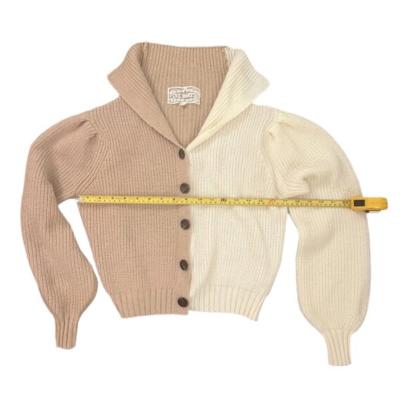 PINK MARTINI - Amy Button-Up Two-Toned Knit Sweater - Taupe/Cream - XXS - Picture 5 of 10